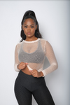 Cream Mesh With Me Top